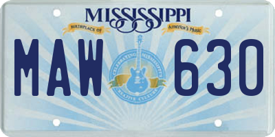 MS license plate MAW630