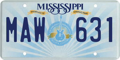 MS license plate MAW631