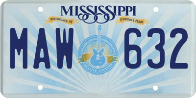 MS license plate MAW632
