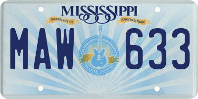 MS license plate MAW633