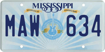 MS license plate MAW634