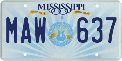 MS license plate MAW637