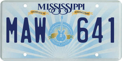 MS license plate MAW641