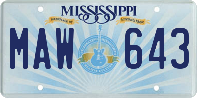 MS license plate MAW643