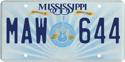 MS license plate MAW644