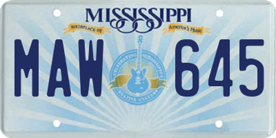 MS license plate MAW645