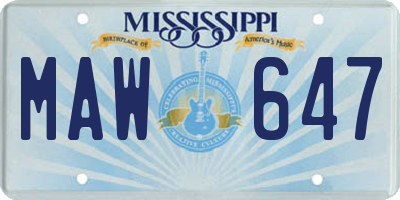MS license plate MAW647