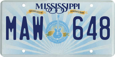 MS license plate MAW648