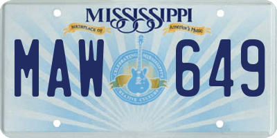 MS license plate MAW649