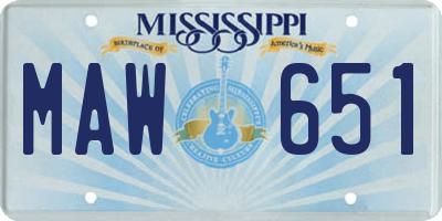 MS license plate MAW651
