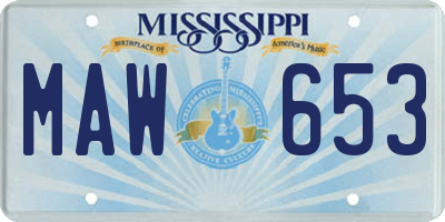 MS license plate MAW653