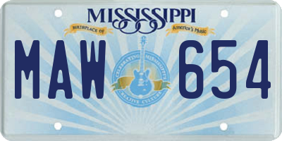 MS license plate MAW654
