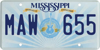 MS license plate MAW655