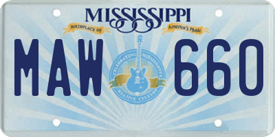 MS license plate MAW660