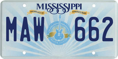 MS license plate MAW662