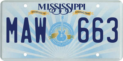 MS license plate MAW663