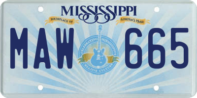 MS license plate MAW665