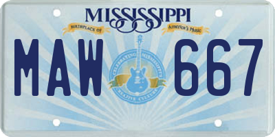 MS license plate MAW667