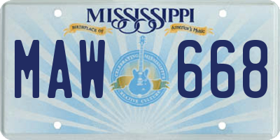 MS license plate MAW668