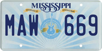 MS license plate MAW669