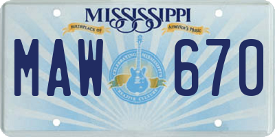 MS license plate MAW670