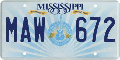 MS license plate MAW672