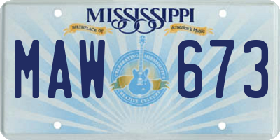 MS license plate MAW673