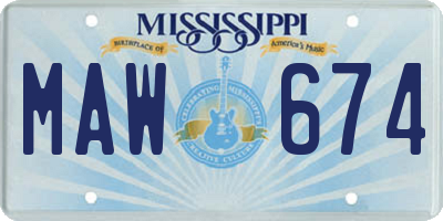MS license plate MAW674