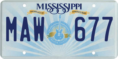MS license plate MAW677