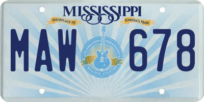 MS license plate MAW678