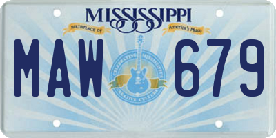 MS license plate MAW679