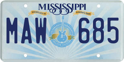 MS license plate MAW685