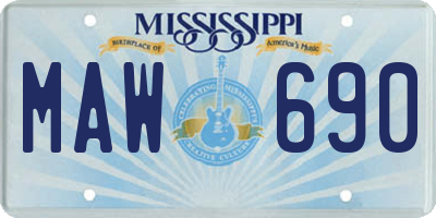 MS license plate MAW690