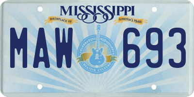 MS license plate MAW693