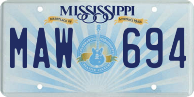 MS license plate MAW694