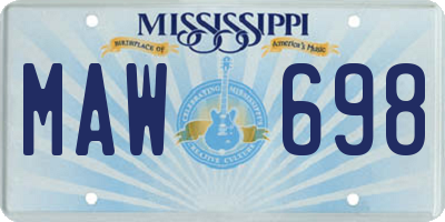 MS license plate MAW698
