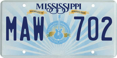 MS license plate MAW702