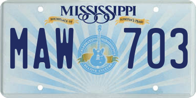 MS license plate MAW703