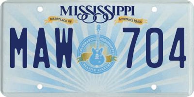 MS license plate MAW704