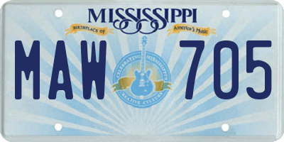 MS license plate MAW705