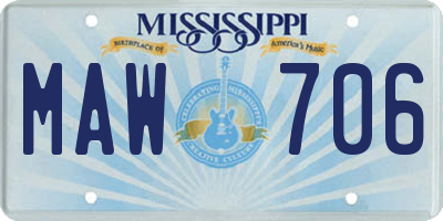 MS license plate MAW706