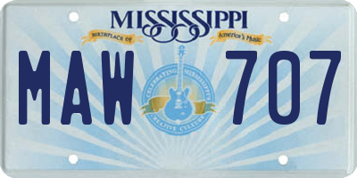 MS license plate MAW707
