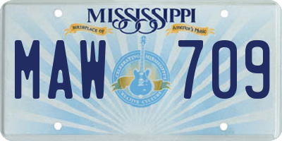MS license plate MAW709
