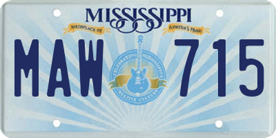 MS license plate MAW715