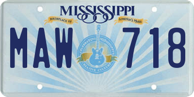 MS license plate MAW718