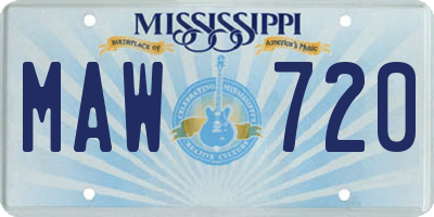 MS license plate MAW720