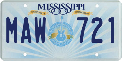 MS license plate MAW721