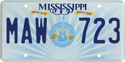 MS license plate MAW723