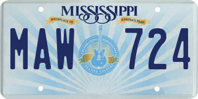 MS license plate MAW724