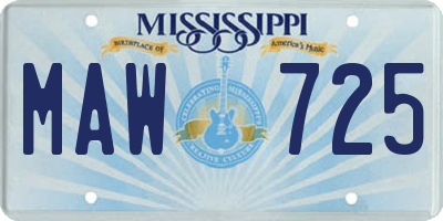 MS license plate MAW725